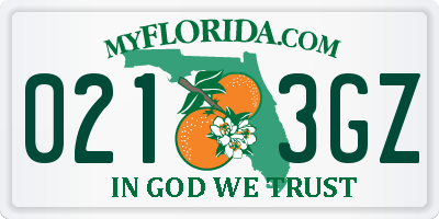FL license plate 0213GZ