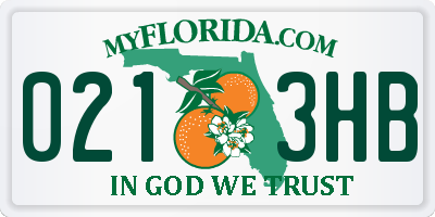 FL license plate 0213HB