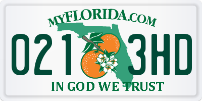 FL license plate 0213HD