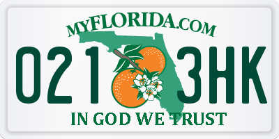 FL license plate 0213HK