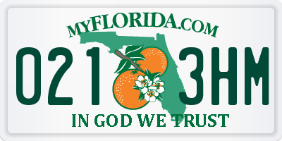 FL license plate 0213HM