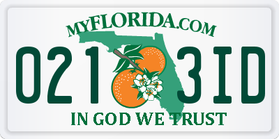 FL license plate 0213ID