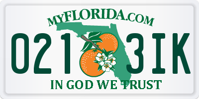 FL license plate 0213IK