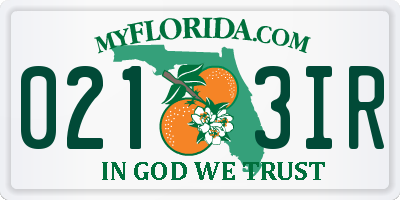 FL license plate 0213IR