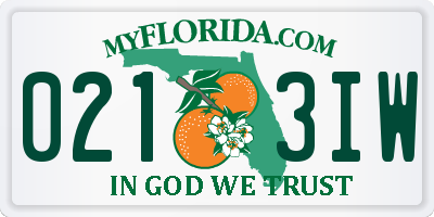 FL license plate 0213IW