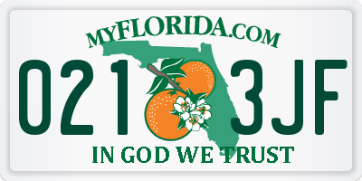 FL license plate 0213JF