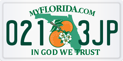 FL license plate 0213JP