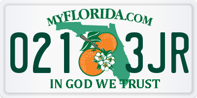 FL license plate 0213JR