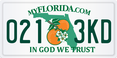 FL license plate 0213KD