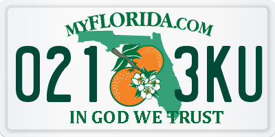 FL license plate 0213KU