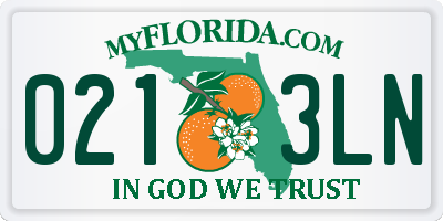 FL license plate 0213LN