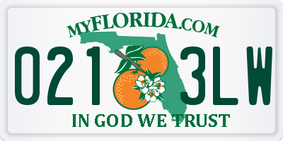 FL license plate 0213LW