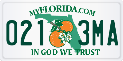 FL license plate 0213MA