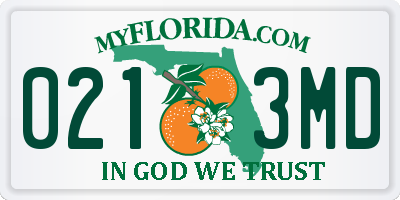 FL license plate 0213MD