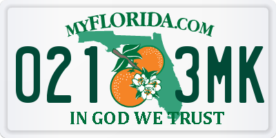 FL license plate 0213MK