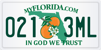 FL license plate 0213ML