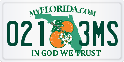 FL license plate 0213MS