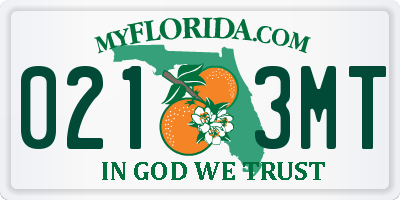 FL license plate 0213MT