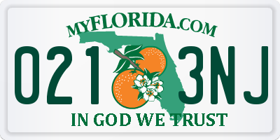 FL license plate 0213NJ