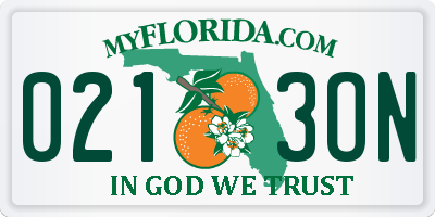 FL license plate 0213ON