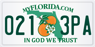FL license plate 0213PA