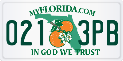 FL license plate 0213PB