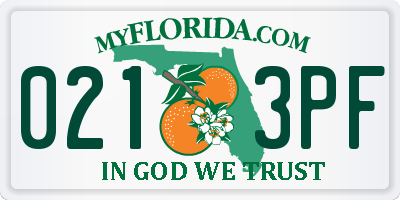 FL license plate 0213PF