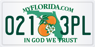 FL license plate 0213PL