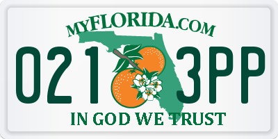 FL license plate 0213PP