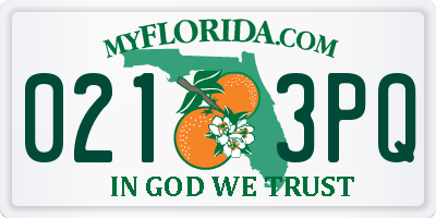 FL license plate 0213PQ