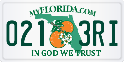 FL license plate 0213RI