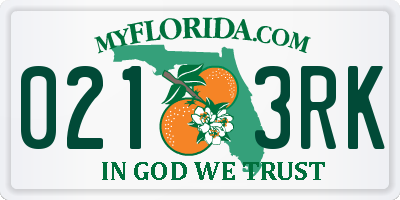 FL license plate 0213RK