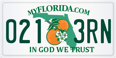 FL license plate 0213RN