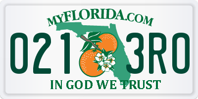 FL license plate 0213RO