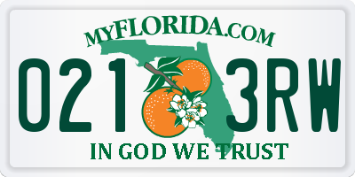 FL license plate 0213RW