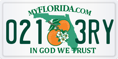 FL license plate 0213RY