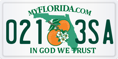 FL license plate 0213SA