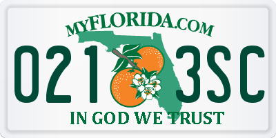 FL license plate 0213SC