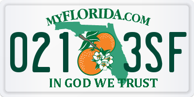 FL license plate 0213SF