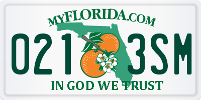 FL license plate 0213SM