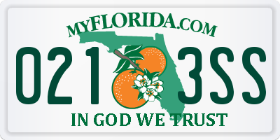 FL license plate 0213SS