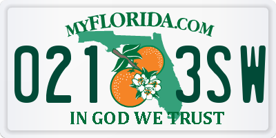 FL license plate 0213SW