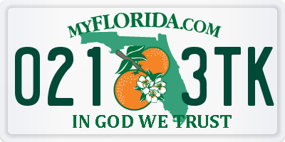 FL license plate 0213TK