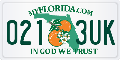 FL license plate 0213UK