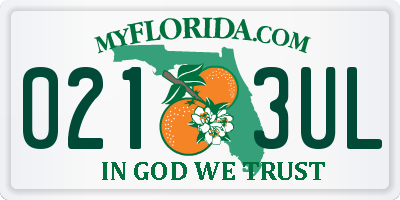 FL license plate 0213UL