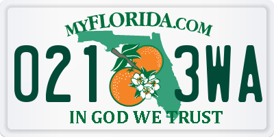 FL license plate 0213WA