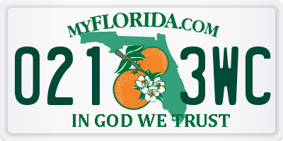 FL license plate 0213WC