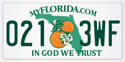 FL license plate 0213WF