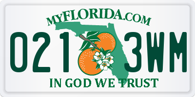 FL license plate 0213WM