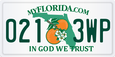 FL license plate 0213WP
